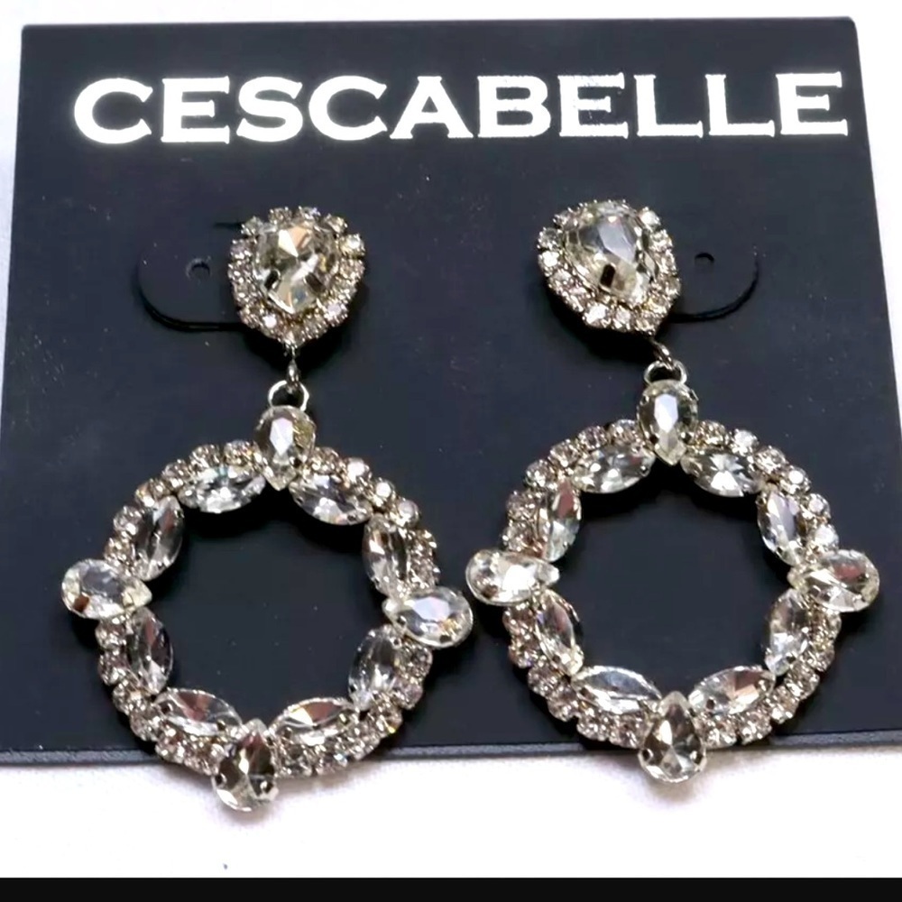 Cescabelle Silver Tone Crystal Earrings